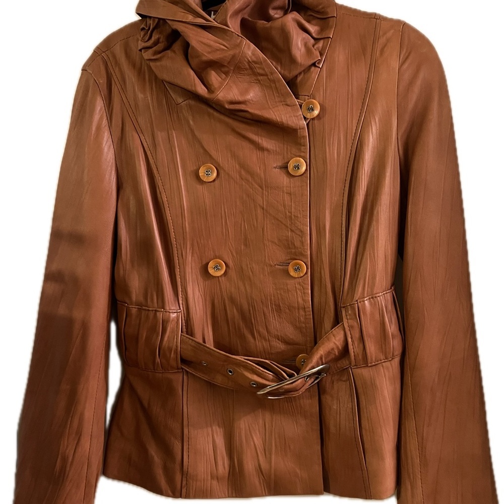 Leather jacket sz L camel color